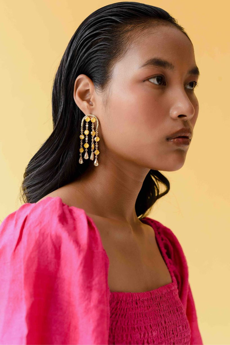 Yellow suagardrop crystal earrings- melrosia-Uk_USA