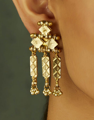 Gold Brick Earrings- Melrosia-UK-USA