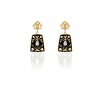Black and gold enamel earrings-UK