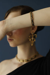 Black and Gold Filigree Bangle- Melrosia-Uk-USA