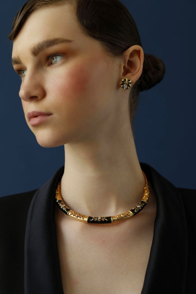 Black enamel hasli necklace-UK-USA