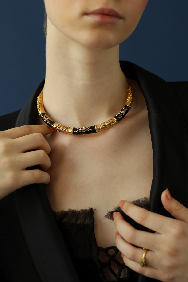 gold and black hasli necklace-UK-USA