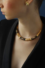 Gold and black statement necklace- UK-USA