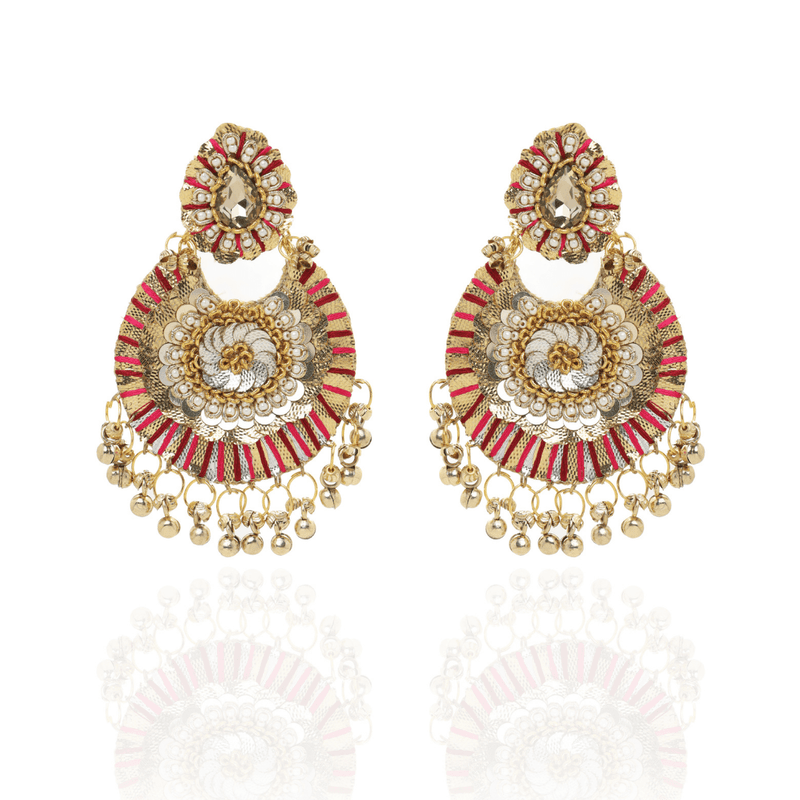 The Jewel Jar Fool Jhadi Earrings Gota Earrings Indian hoop earrings with jhumkis