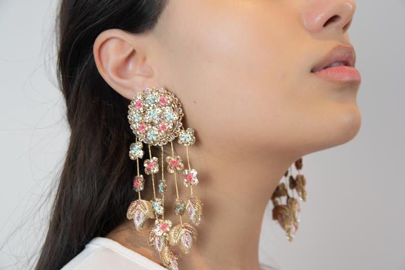 The Jewel Jar Fool Jhadi Earrings Waterfall Earrings Indian hoop earrings with jhumkis