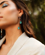 The Jewel Jar Esme Crystals Earrings Aqua, rose gold Aqua Crystal Drop Earrings