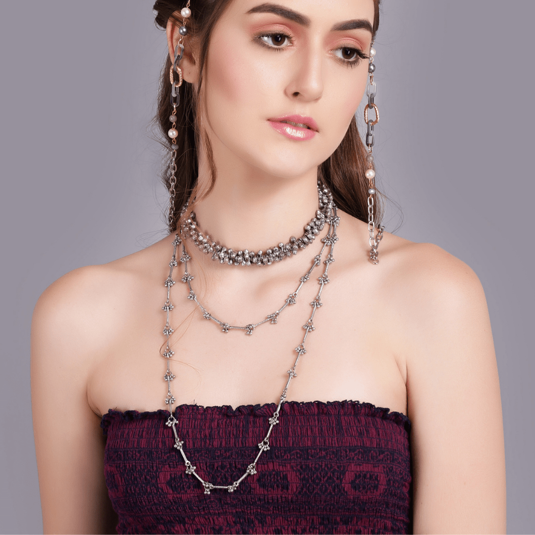 The Jewel Jar, House of Tuhina, silver grape beaded necklace