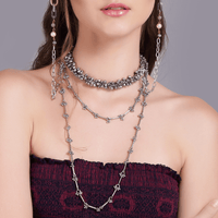 The Jewel Jar, House of Tuhina, silver long layering chain