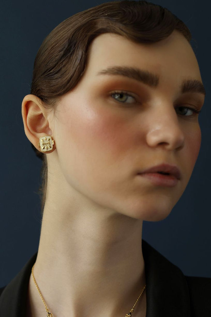 White enamel Studs- UK-Studio Melrosia
