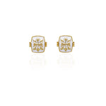 white and gold enamel studs